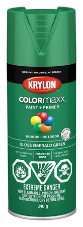 Krylon 455170007 Enamel Spray Paint, Gloss, Emerald Green, 12 oz, Can